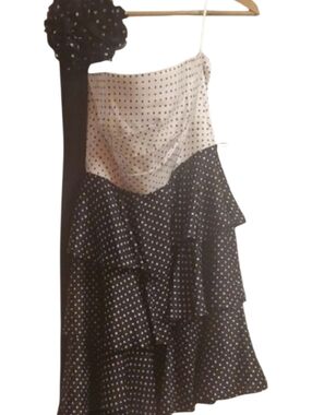 White House Black Market Strapless Polka Dot Dress - Black  White Women Size 6
